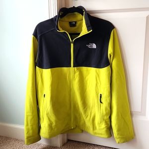 North Face Men's Black & Lime Zip-Up Fleece with Pockets Sz Medium (Used)